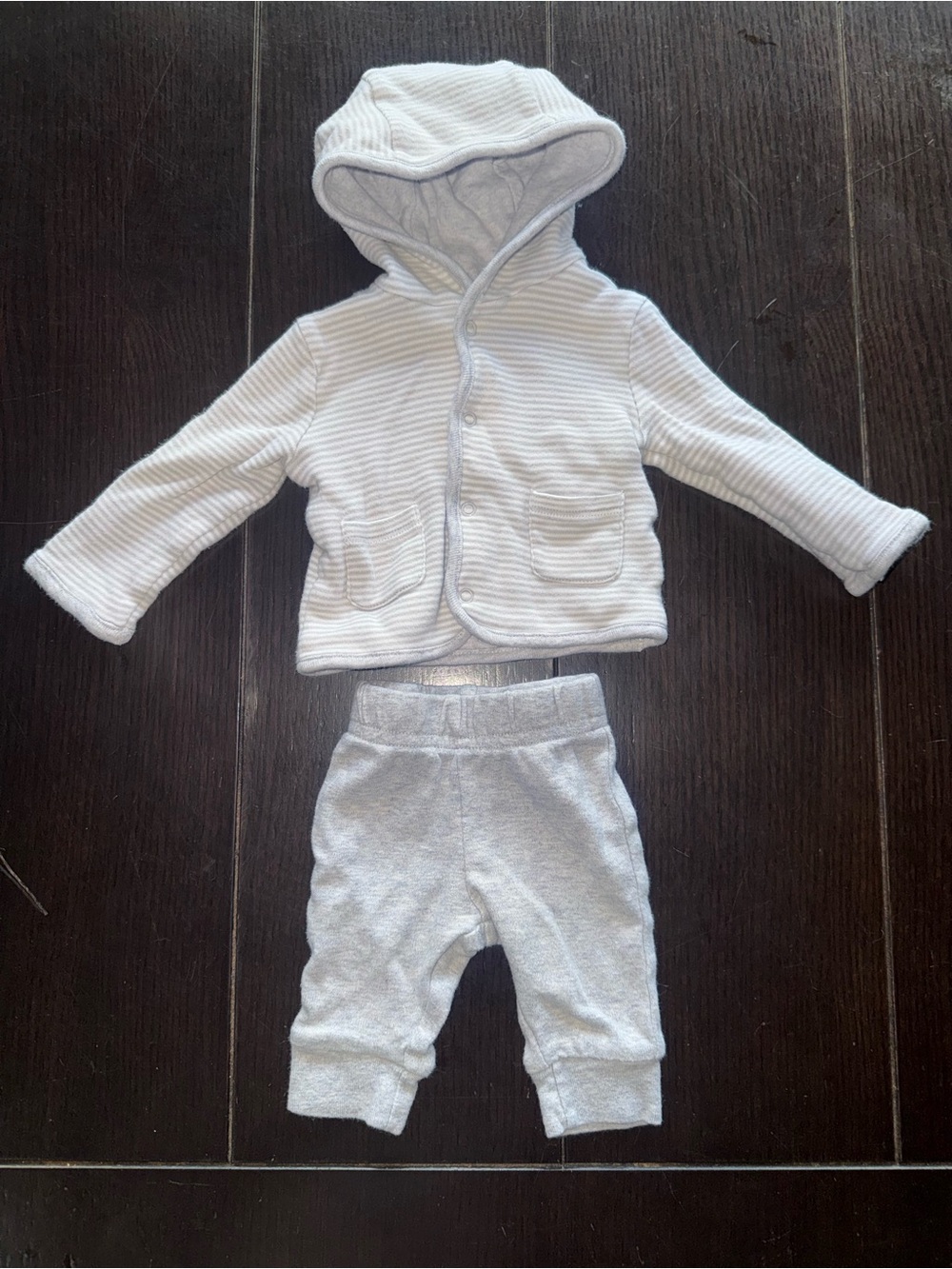 George Baby Blue and White Hooded Ribbed Jacket with Light Blue Pants
